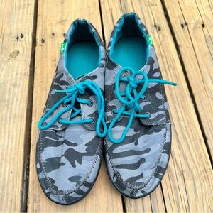Sanuk Gray Camo Canvas Casual Sneakers Shoes Sz 10
